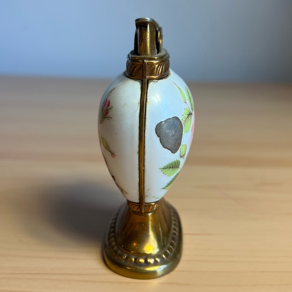 Vintage Evans Table Lighter Porcelain Base Rose Marked USA - Picture 4 of 10